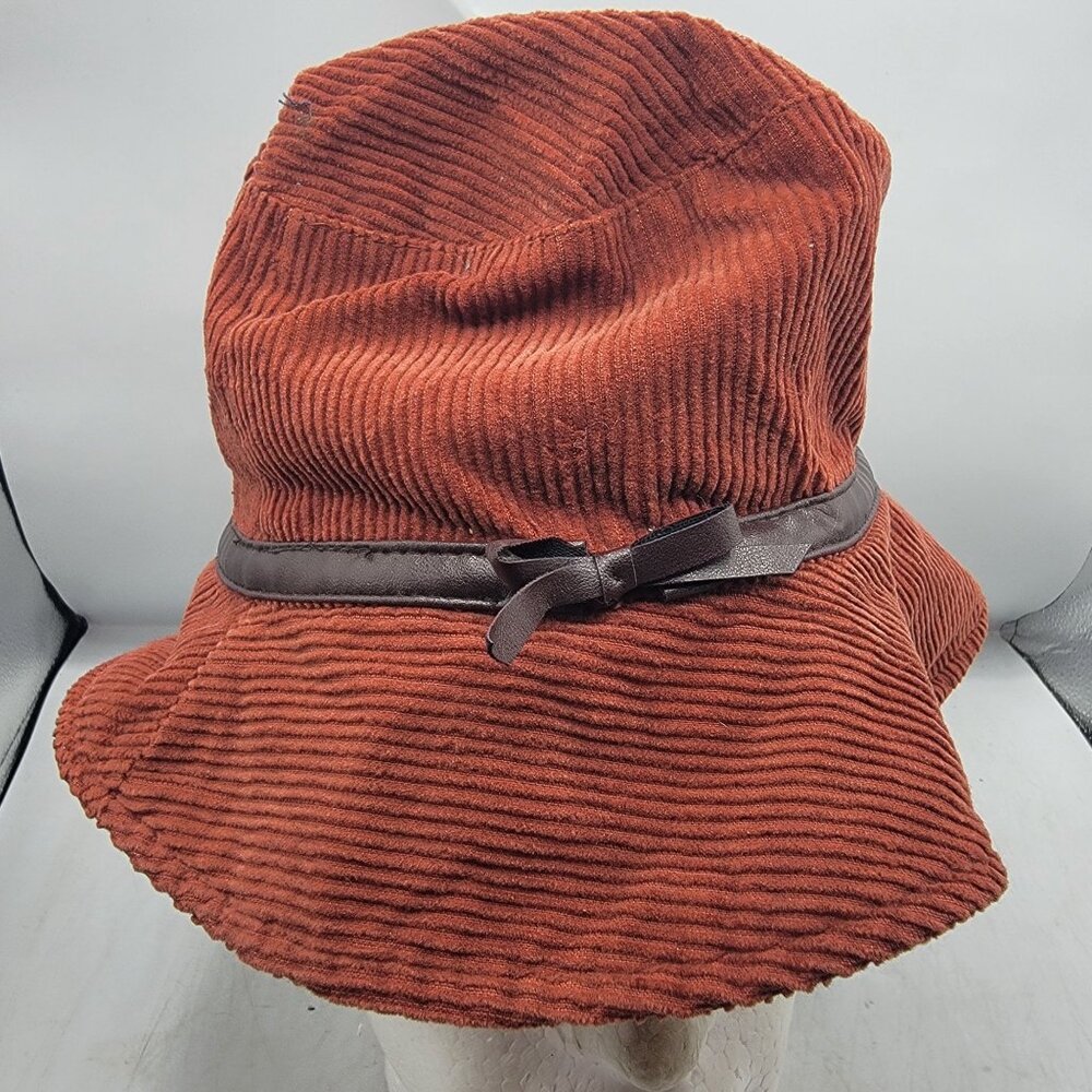 August Adults Brown Corduroy Bucket Hat With Ribbon Accent Casual Outdoors Walk